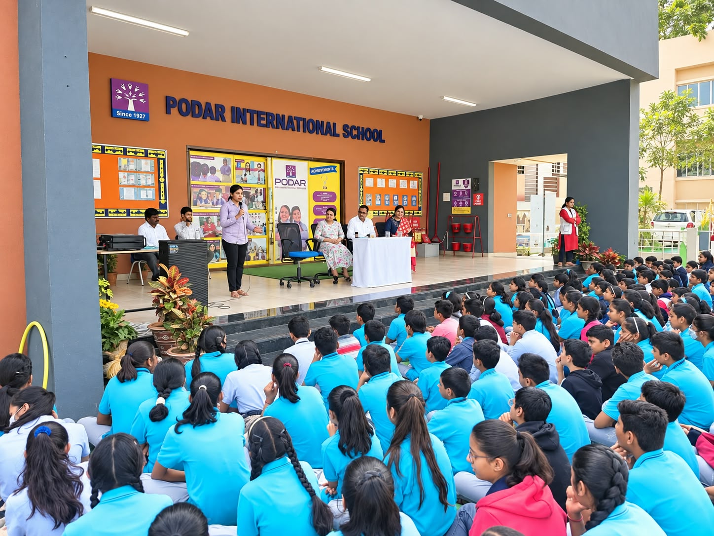Sneha Chandak addressing school students